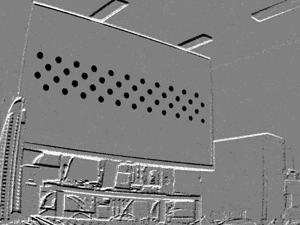Unstable NRV DVS capture where surrounding scene events are visible around the calibration pattern