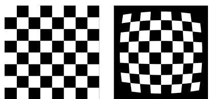 Checkerboard examples of barrel and pincushion distortion