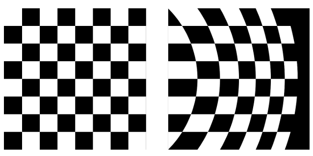 Thin prism distortion applied to a checkerboard